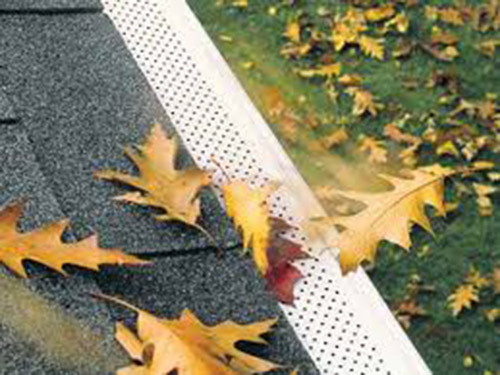 Close-up of Gutter Clean System leaf guard on gutters