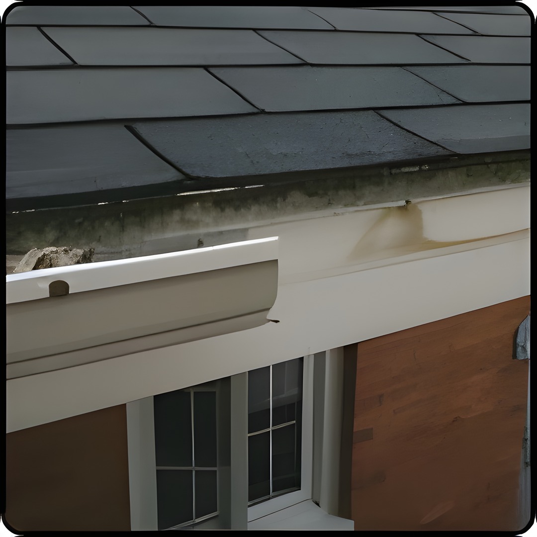Water overflows and seeps between the gutter and the fascia board